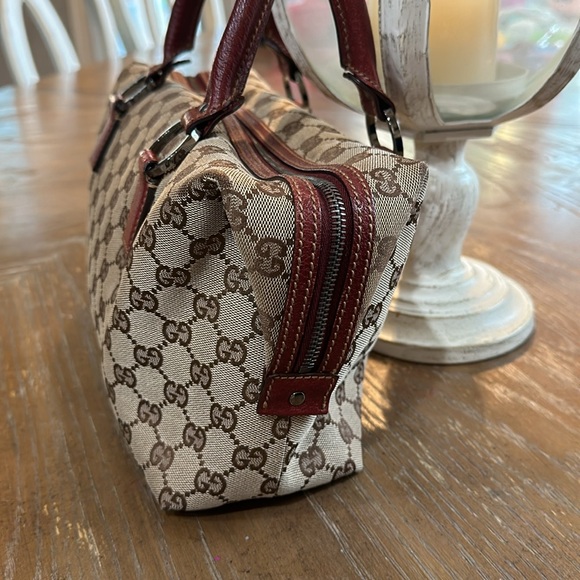 Gucci GG brown and burgundy Boston bag - Picture 4 of 15